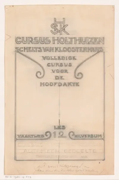 Omslagontwerp voor: Cursus Holthuizen. Volledige cursus voor de hoofd-akte, zonder jaar