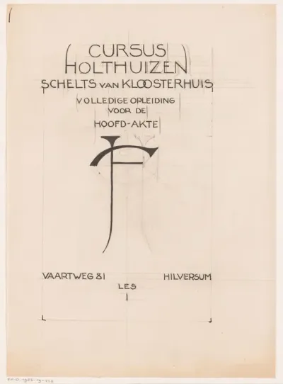 Omslagontwerp voor: Cursus Holthuizen. Volledige opleiding voor de hoofd-akte, zonder jaar