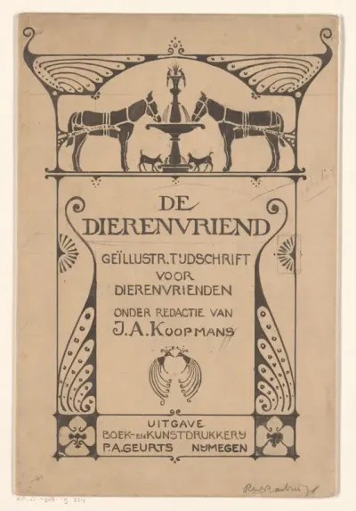 Omslagontwerp voor: De dierenvriend. Geïllustreerd tijdschrift voor dierenvrienden, 1907