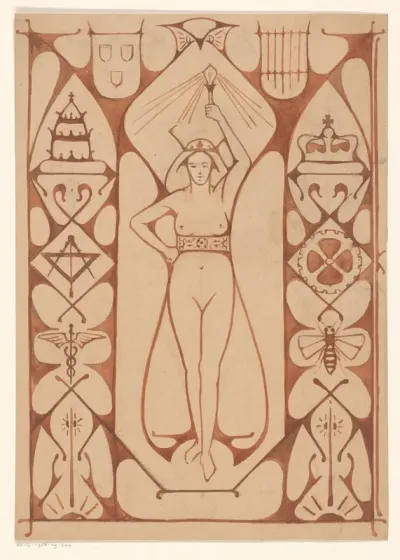 Omslagontwerp voor: H.C. Rogge e.a., De negentiende eeuw in woord en beeld, 1899