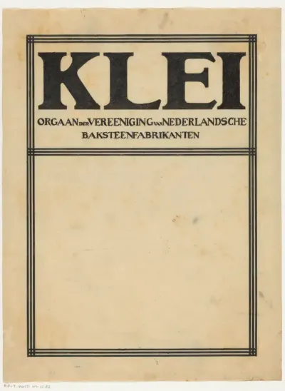 Omslagontwerp voor: Klei. Orgaan der Vereeniging van Nederlandsche Baksteenfabrikanten, c. 1909-1912