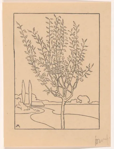 Omslagontwerp voor: Tentoonstelling van werken door S. Moulijn, 1897