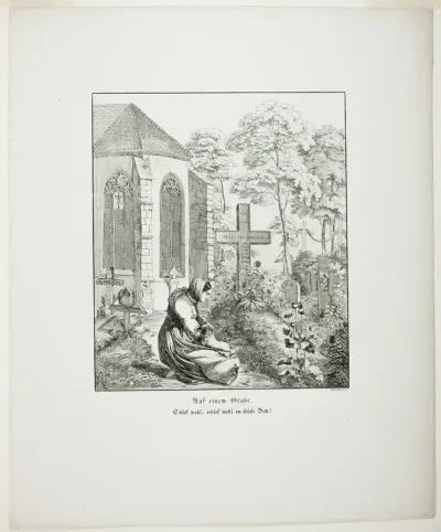 On a Grave, plate nine from Zehn Blätter zu Hebels Alemannischen Gedichten
