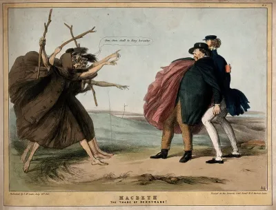 On a windswept heath, three witches prophesy to an aghast Daniel O' Connell