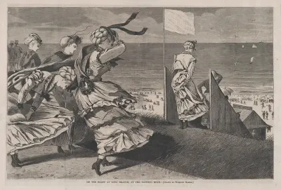 On the Bluff at Long Branch, at the Bathing Hour (from "Harper's Weekly," Vol. XIV)