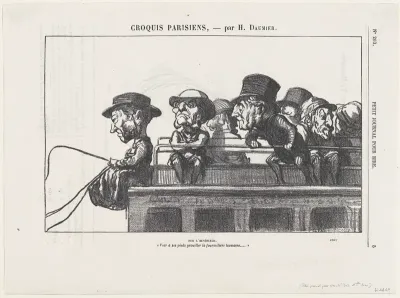On the imperiale, "At one's feet one can observe the swarming of a human ant-hill," from 'Parisian sketches,' published in Le Petit Journal pour Rire