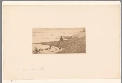Ondergelopen weilanden bij een dijk
