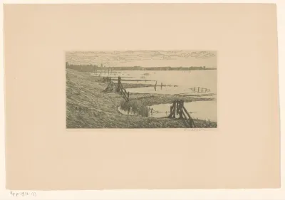 Ondergelopen weilanden bij een dijk