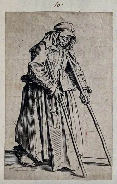 One-eyed beggar woman