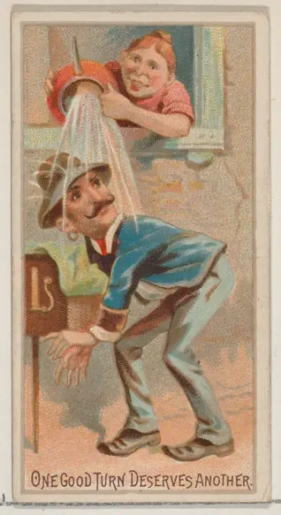 One Good Turn Deserves Another, from the Jokes series (N87) for Duke brand cigarettes
