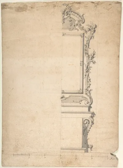 One Half of a Design for a Wall with a Panel or a Mirror