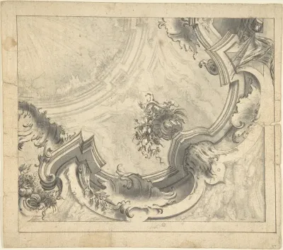 One Quarter of a Design for a Painted Ceiling (recto); Ornaments (verso)