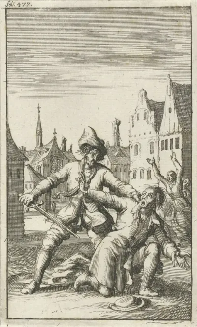 Ongewapende man wordt op straat door een man met een zwaard bedreigd