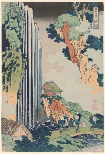 Ono Falls on the Kisokaidō Road (Kisokaidō Ono no bakufu), from the series Tour of the Waterfalls in Various Provinces (Shokoku taki meguri)