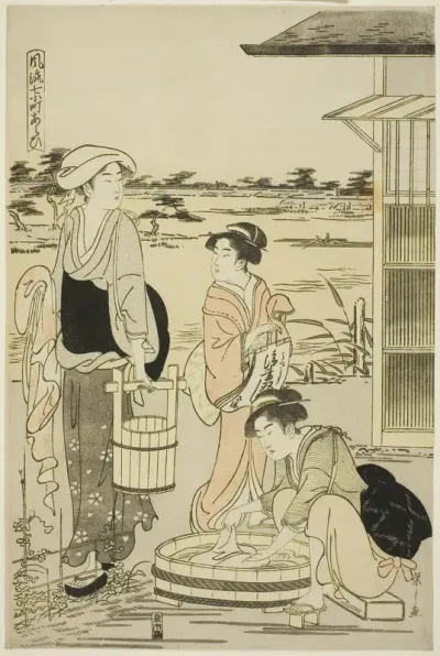 Ono no Komachi Washing the Copybook, from the series The Fashionable Seven Komachi (Furyu nana Komachi)