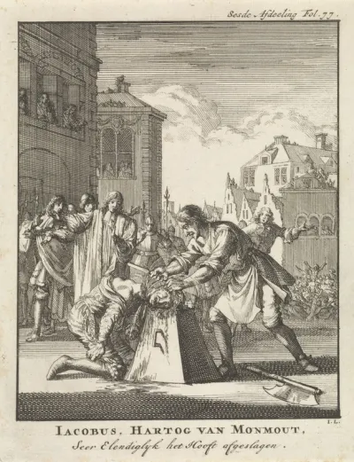 Onthoofding van James Scott hertog van Monmouth te Londen, 1685