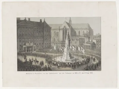 Onthulling te Amsterdam van het Gedenkteeken aan den Volksgeest van 1830 en 31, dato 27 Aug.s 1856