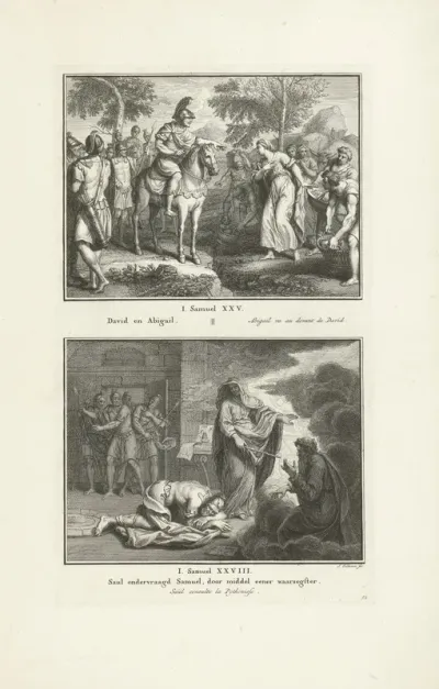 Ontmoeting van David en Abigaïl, en Saul bij de heks van Endor