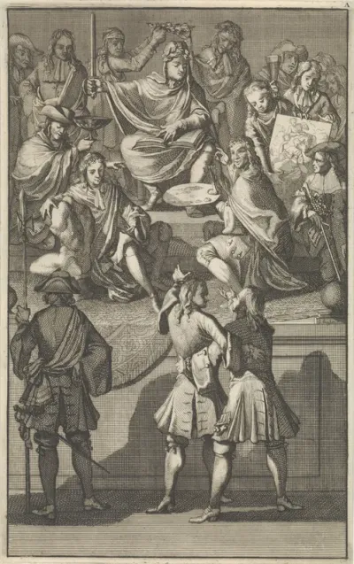 Ontvangst van Cornelis de Bruyn als nieuw lid van de Bentvueghels, 1674