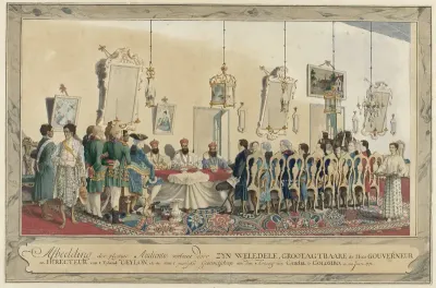 Ontvangst van de gezanten van de koning van Kandy door gouverneur Imam Falck