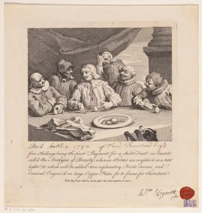 Ontvangstbewijs voor een aanbetaling voor The Analysis of Beauty door William Hogarth