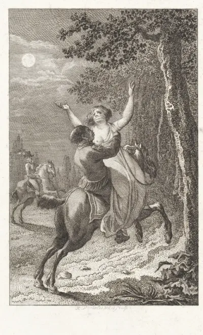 Ontvoering van een vrouw per paard bij nacht
