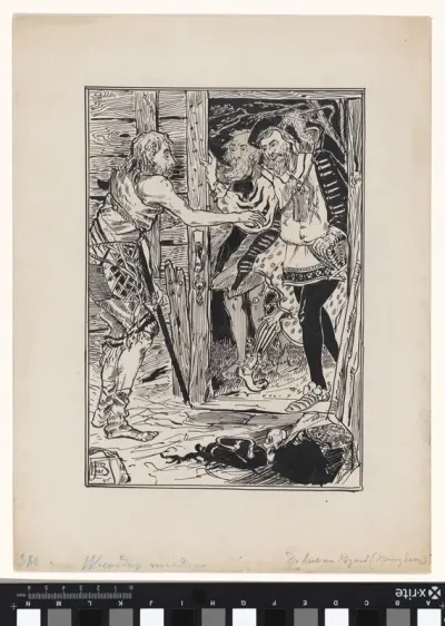 Ontwerp illustratie voor King Lear van Shakespeare: De hut van Edgard