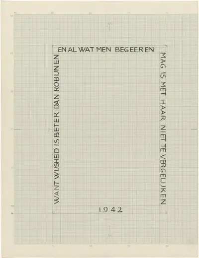 Ontwerp met tekst in rand, voor een ex libris