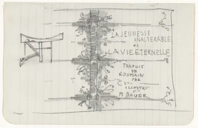 Ontwerp voor boekband van La Jeunesse Inaltérable et La Vie Eternelle
