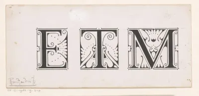 Ontwerp voor de initialen E, T, M