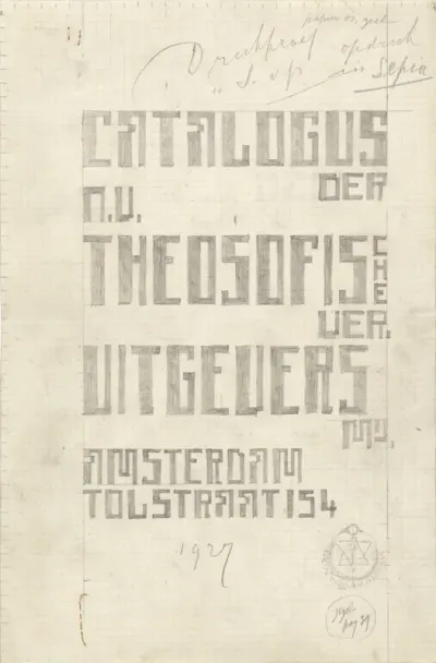 Ontwerp voor de omslag van de folder Catalogus der n.v. Theosofische Ver. Uitgevers Mij. Amsterdam