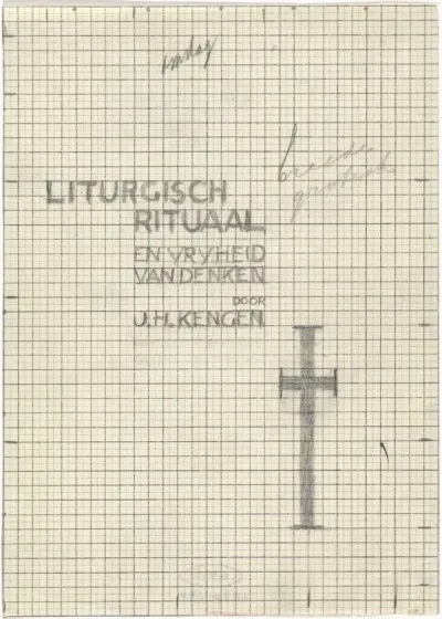 Ontwerp voor de omslag van de folder Liturgisch Rituaal en vrijheid van denken, door J.H. Kengen