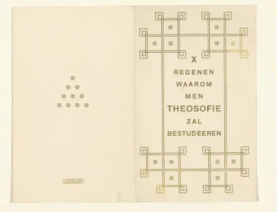 Ontwerp voor de omslag van de folder X Redenen waarom men Theosofie zal bestudeeren