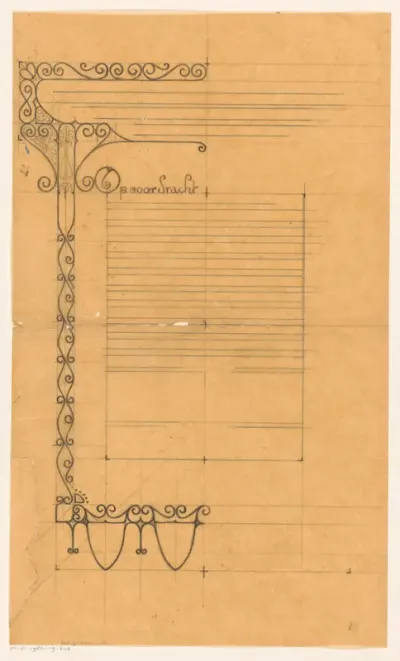 Ontwerp voor de opmaak van een oorkonde voor J.W. Enschedé