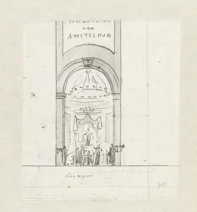 Ontwerp voor decoratie op het gebouw Felix Meritis met Huldiging van Amsterdam
