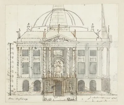 Ontwerp voor decoraties op het gebouw Felix Meritis