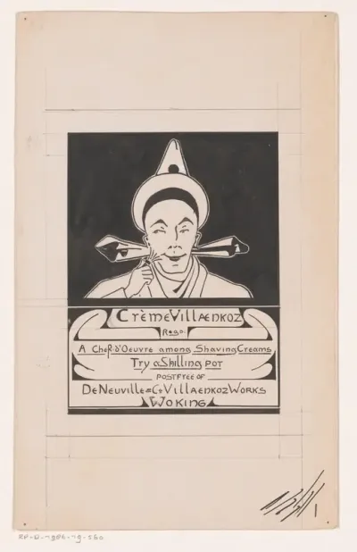 Ontwerp voor een advertentie van Crème Villaenkoz scheerschuim