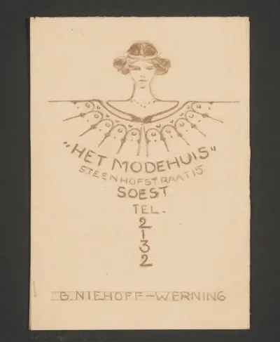 Ontwerp voor een advertentie van Het Modehuis te Soest