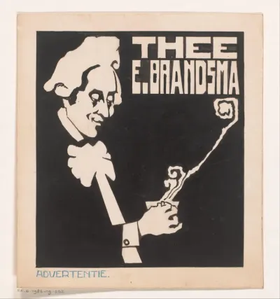 Ontwerp voor een advertentie van thee van E. Brandsma