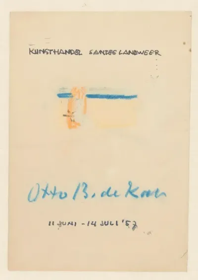 Ontwerp voor een affiche voor een tentoonstelling van het werk van Otto B. de Kat bij kunsthandel Santee Landweer