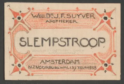 Ontwerp voor een apothekersetiket voor slemstroop