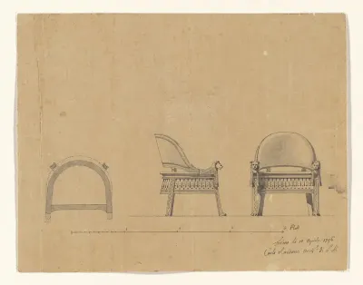 Ontwerp voor een armstoel in Egyptische stijl