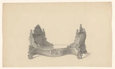 Ontwerp voor een bed in neo-renaissance stijl