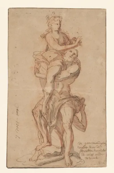 Ontwerp voor een beeldengroep met de personificaties van Grootmoedigheid, Kracht en Afgunst