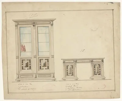 Ontwerp voor een boekenkast en een bureau