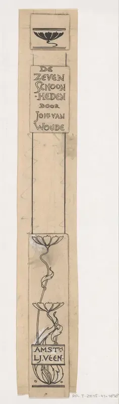 Ontwerp voor een boekrug voor: Johanna van Woude, De zeven schoonheden, 1897