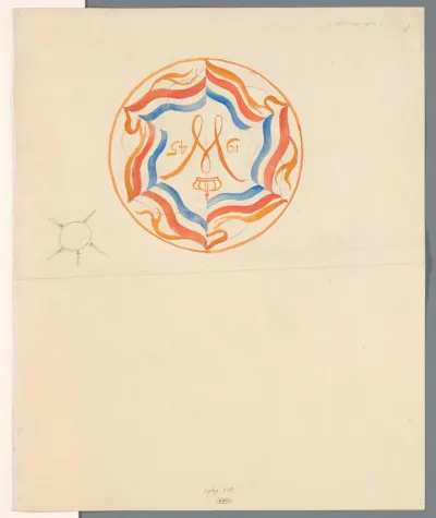 Ontwerp voor een bord met gekroonde W en het jaartal 1945