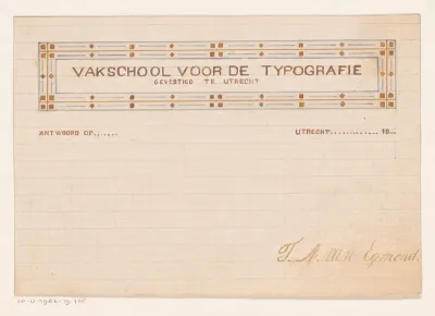 Ontwerp voor een briefhoofd van de Vakschool voor Typografie