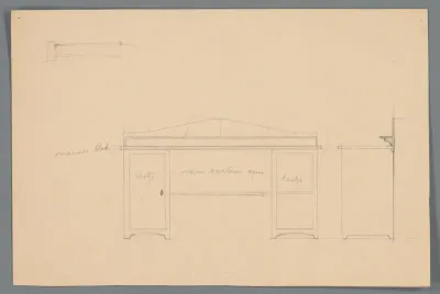Ontwerp voor een bureau of lage kast