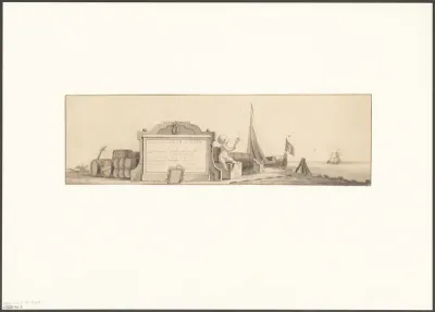 Ontwerp voor een cartouche voor een plattegrond van Amsterdam